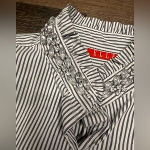 Elle Jewel Collar Button Blouse Sz 8/medium. Sophisticated. Academic. Preppy